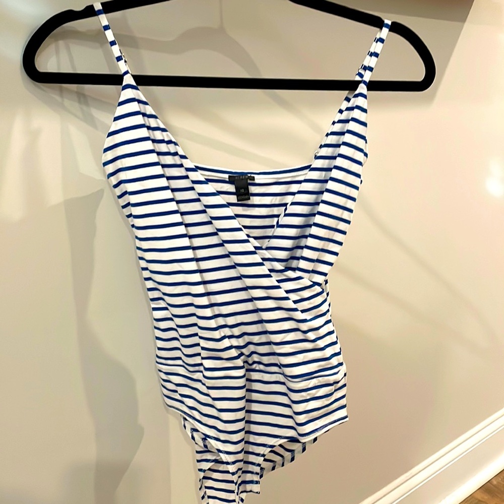 Blue and white bodysuit